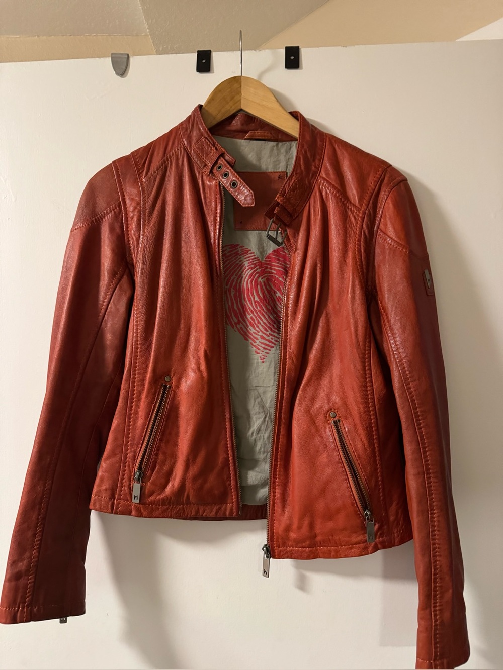 Mauritius rust red Women's geniune lambs Leather Biker Jacket SOFT!